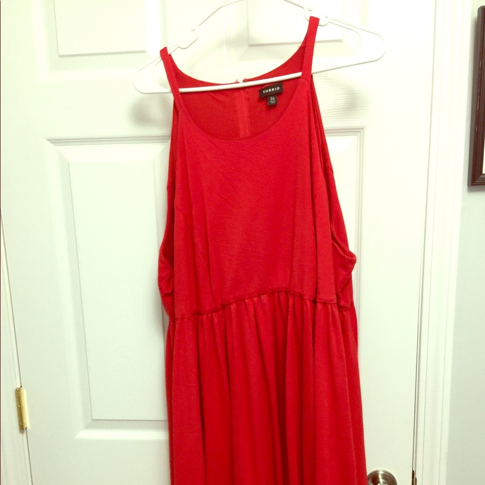 Torrid Red empire waist skater dress.